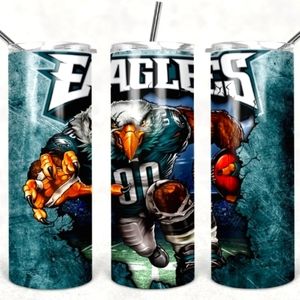 Eagles 20 oz tumbler stainless steel with Straw and straw cleaner